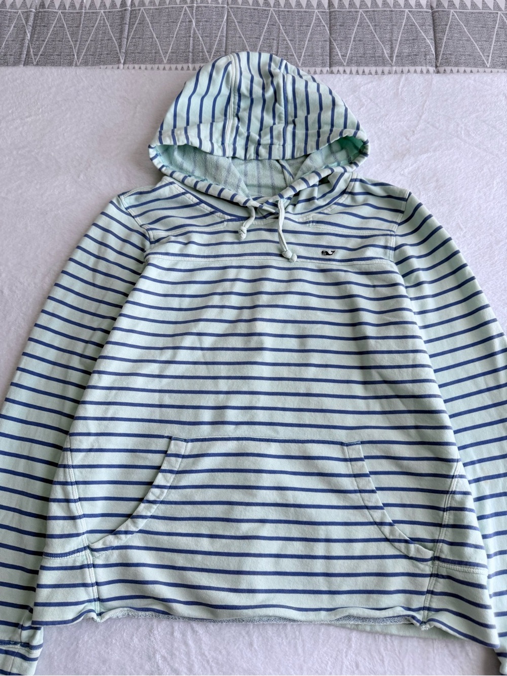 Vineyard Vines Mint Green & Navy Striped Hoodie LG - Picture 5 of 15